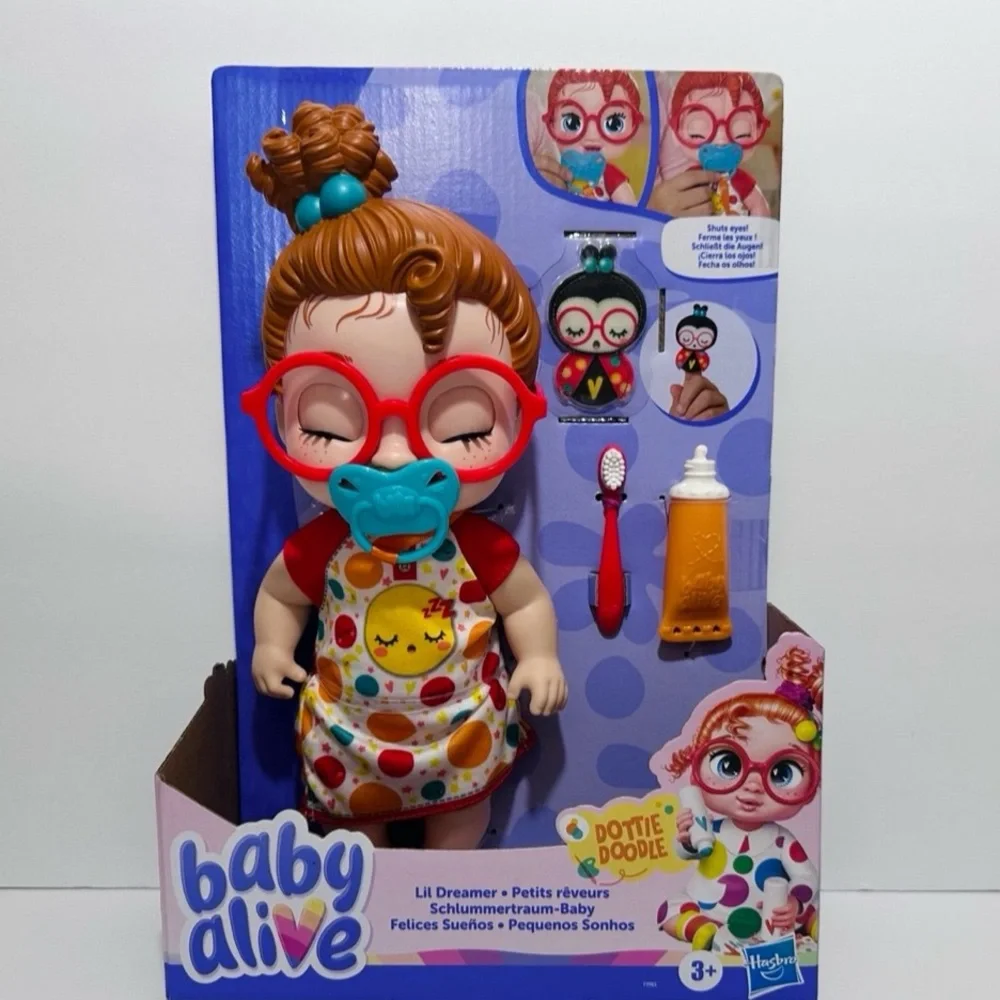 Baby Alive Lil Dreamer Dottie Doodle Baby Doll Sleepover Toy With Glasses